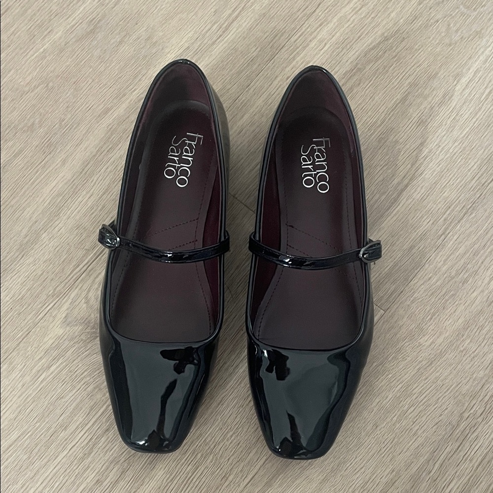 Franco Sarto Black Patent Leather Flats